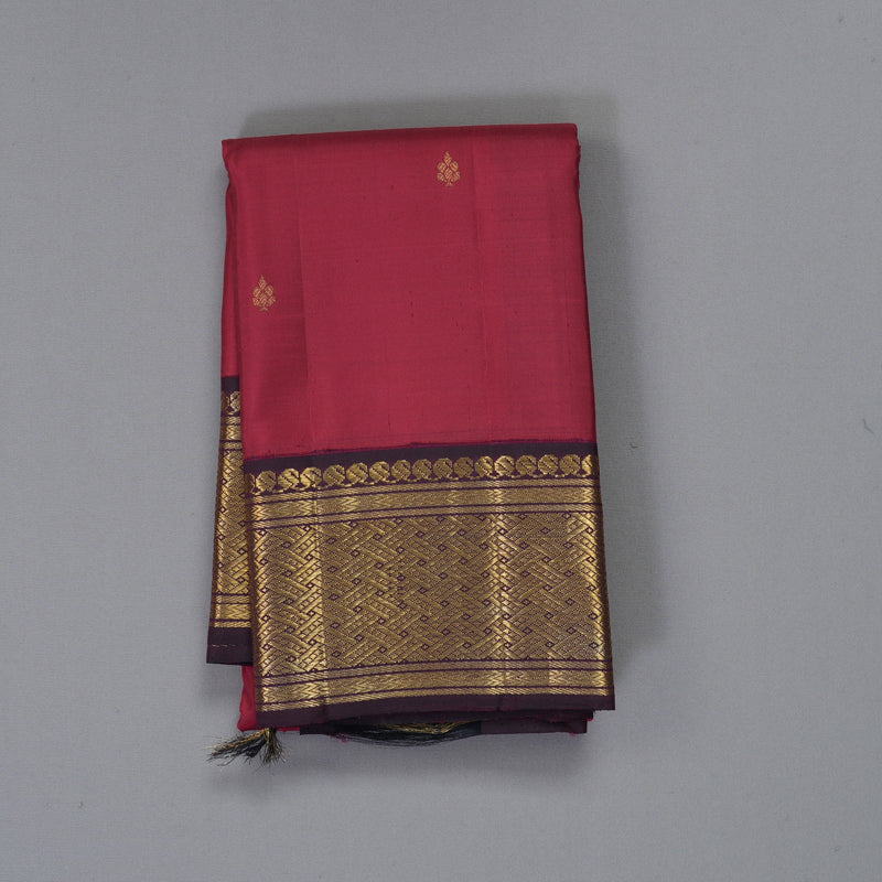 Hayagrivas Handloom Pinkish Maroon Kanjivaram Silk Saree with Nagapazham Border HBF302E2-1