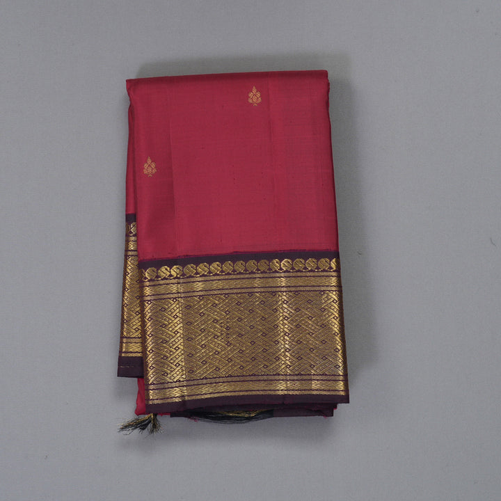 Hayagrivas Handloom Pinkish Maroon Kanjivaram Silk Saree with Nagapazham Border HBF302E2-1