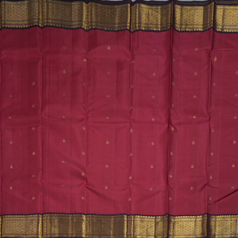 Hayagrivas Handloom Pinkish Maroon Kanjivaram Silk Saree with Nagapazham Border HBF302E2-1