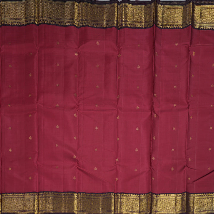 Hayagrivas Handloom Pinkish Maroon Kanjivaram Silk Saree with Nagapazham Border HBF302E2-1