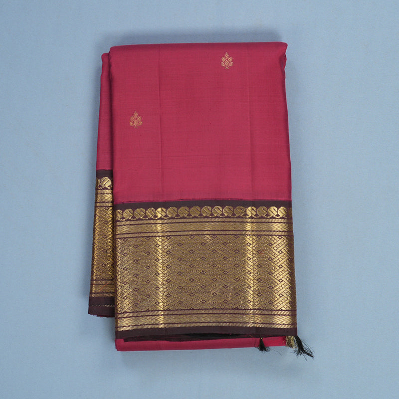 Hayagrivas Handloom Maroon Kanjivaram Silk Saree with Wine Border HBF302E3-1