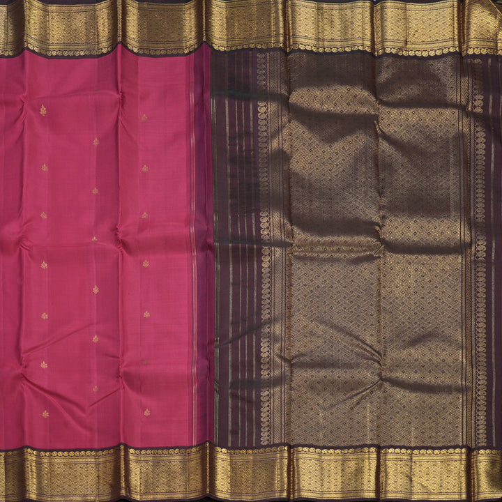 Hayagrivas Handloom Maroon Kanjivaram Silk Saree with Wine Border HBF302E3-1
