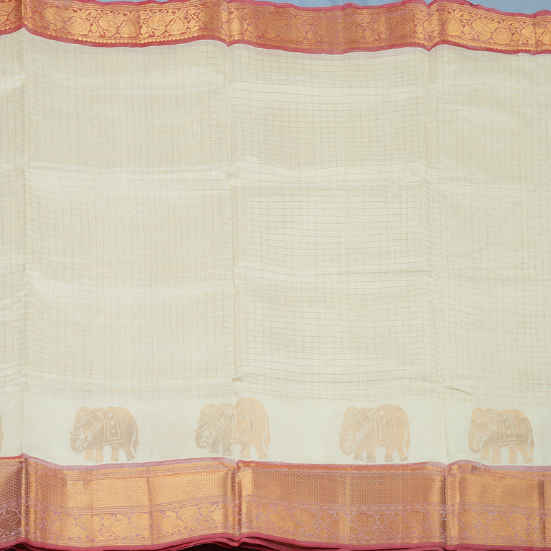 Hayagrivas Half-White Pure Silk Cotton Saree HBF42D12-2