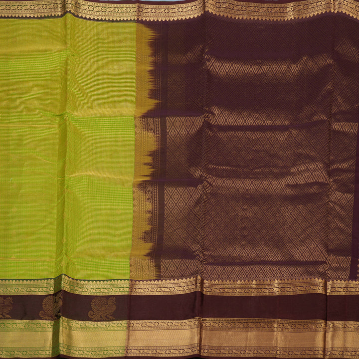 Hayagrivas Parrot Green Pure Silk Cotton Saree HBF42D13-1