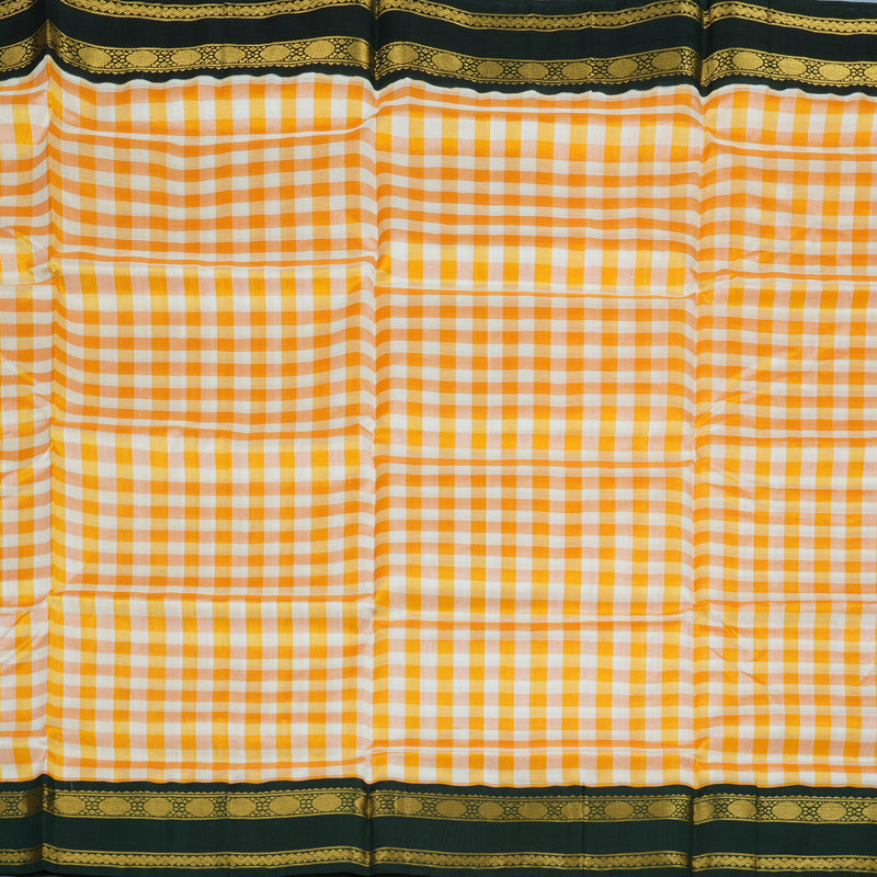 Hayagrivas Orange & White Checks Pure Silk Cotton Saree HBF42D5-1