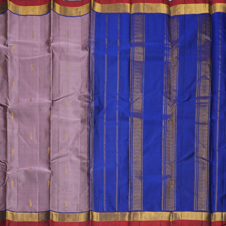 Hayagrivas Handloom Mauve Kanjivaram Silk Saree with Blue &amp; Maroon Border HBF463F1-18