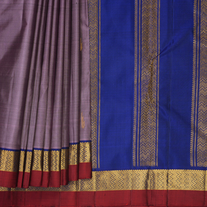 Hayagrivas Handloom Mauve Kanjivaram Silk Saree with Blue &amp; Maroon Border HBF463F1-18