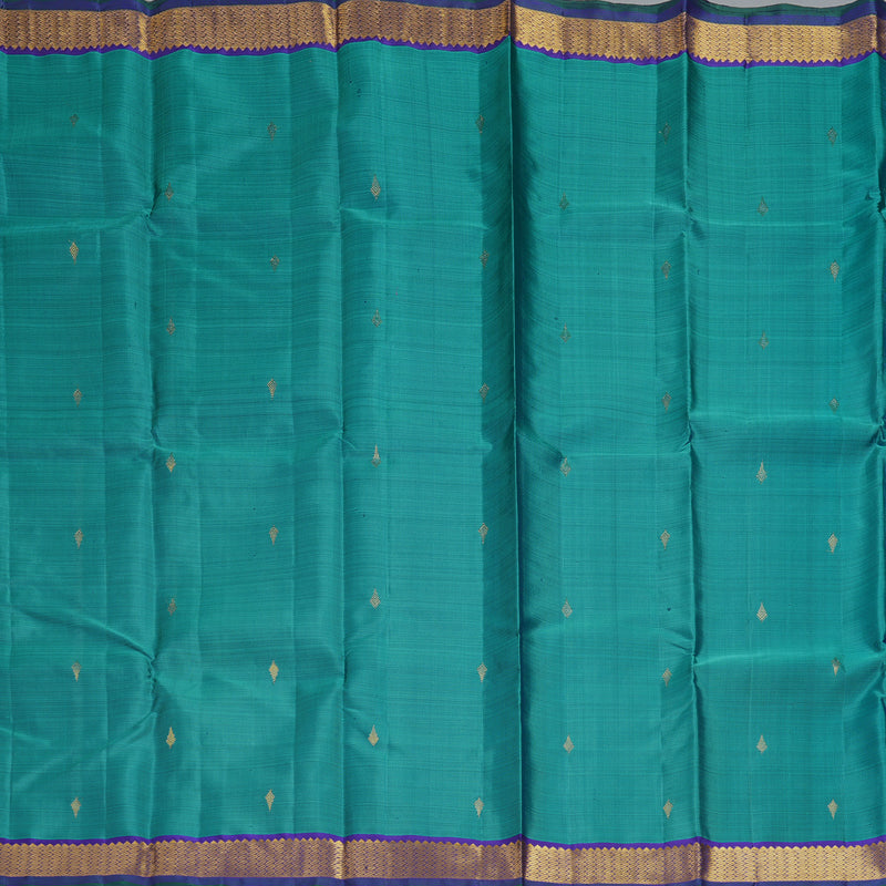 Hayagrivas Handloom Teal Green Kanjivaram Silk Saree HBF465F1-7