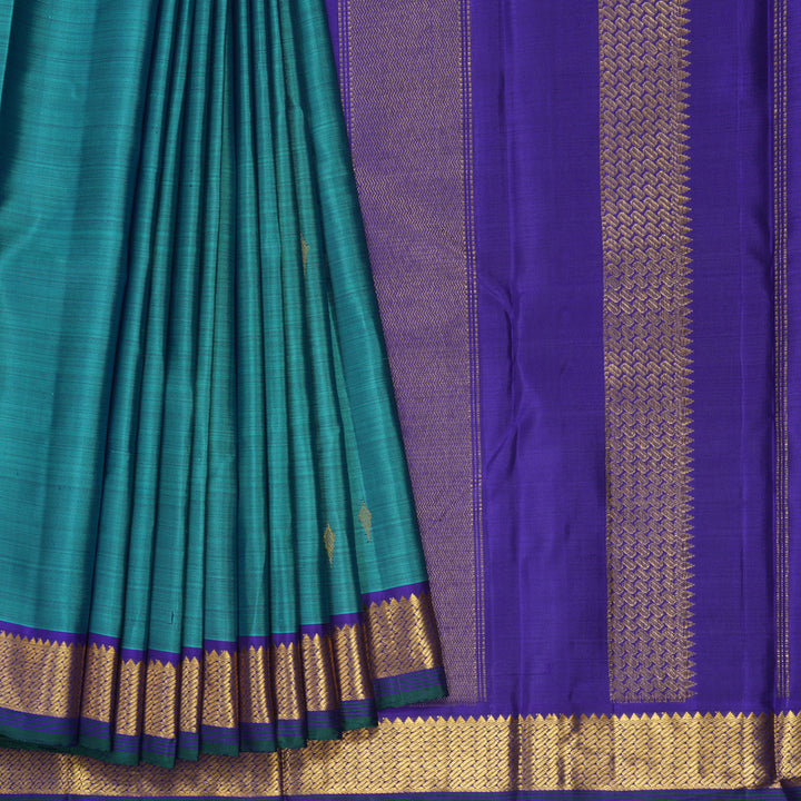 Hayagrivas Handloom Teal Green Kanjivaram Silk Saree HBF465F1-7