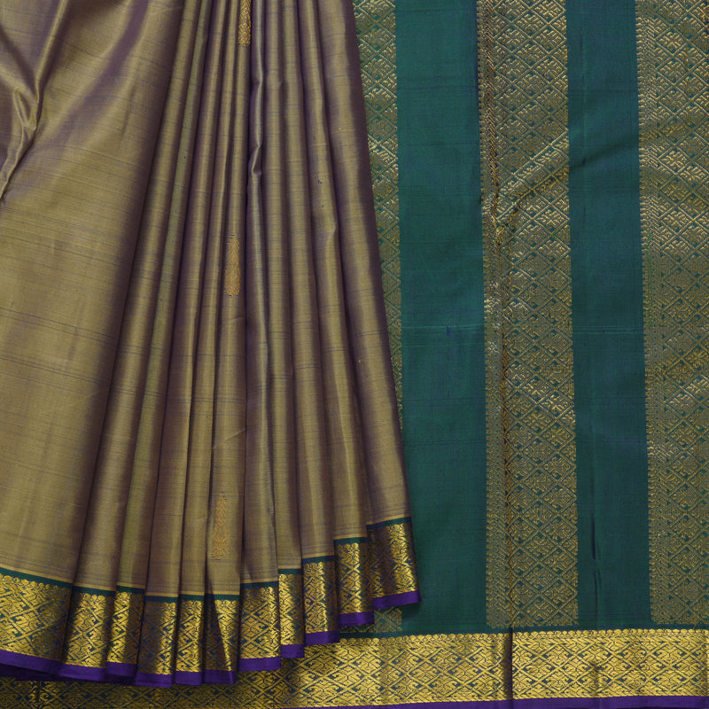 Hayagrivas Handloom Yellowish-Green Kanjivaram Silk Saree HBF466F1-9