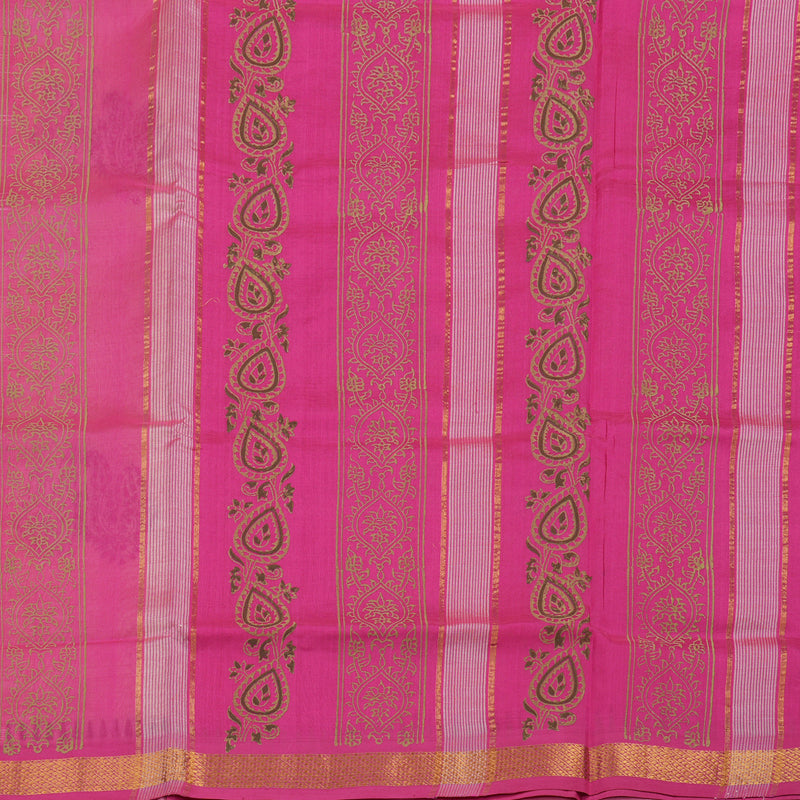 Hayagrivas Ivory Pure Printed Silk Cotton Saree HBF62D1-3