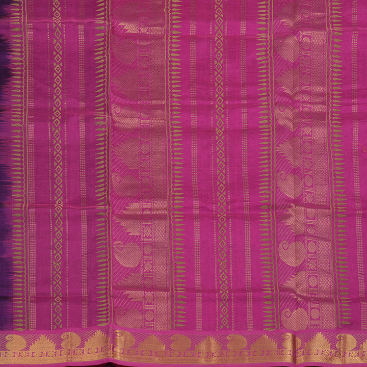 Hayagrivas Purple Pure Printed Silk Cotton Saree HBF62D3-3