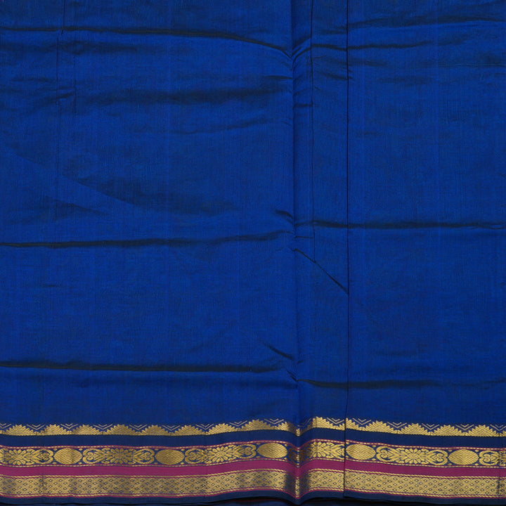 Hayagrivas Ananda Blue Pure Printed Silk Cotton Saree HBF62D4-1