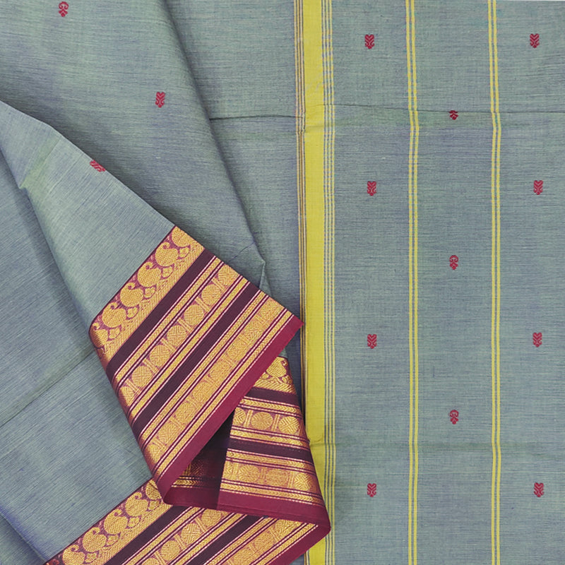 Hayagrivas Grey Handloom Chettinad Cotton Saree SSCKBF86F1-31