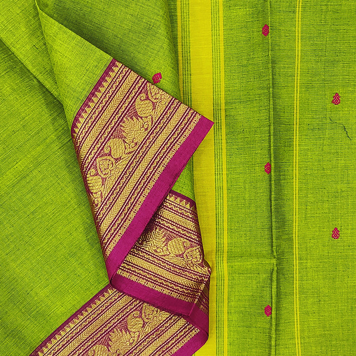 Hayagrivas Parrot Green Handloom Chettinad Cotton Saree SSCKBF86F1-55