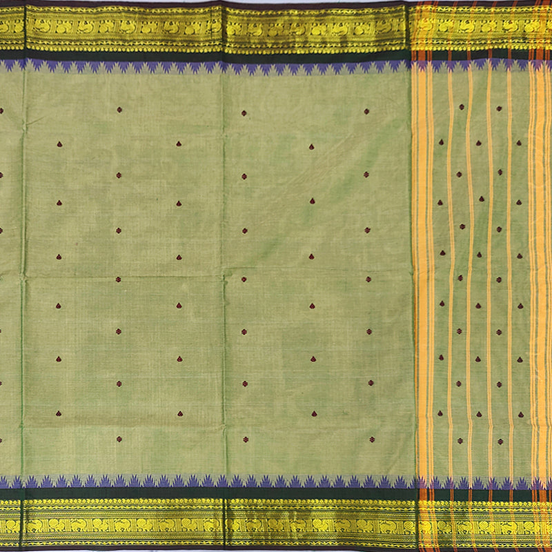 Hayagrivas Light Green Handloom Chettinad Cotton Saree SSCBF63E8-13