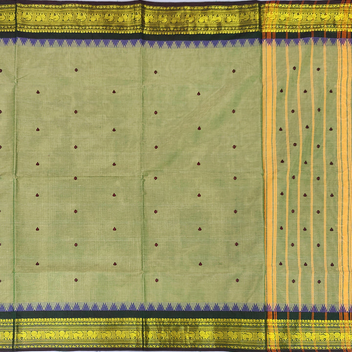 Hayagrivas Light Green Handloom Chettinad Cotton Saree SSCBF63E8-13