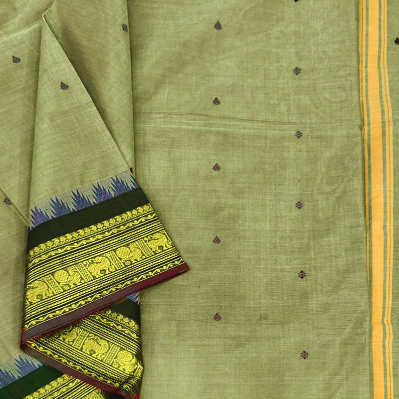 Hayagrivas Light Green Handloom Chettinad Cotton Saree SSCBF63E8-13