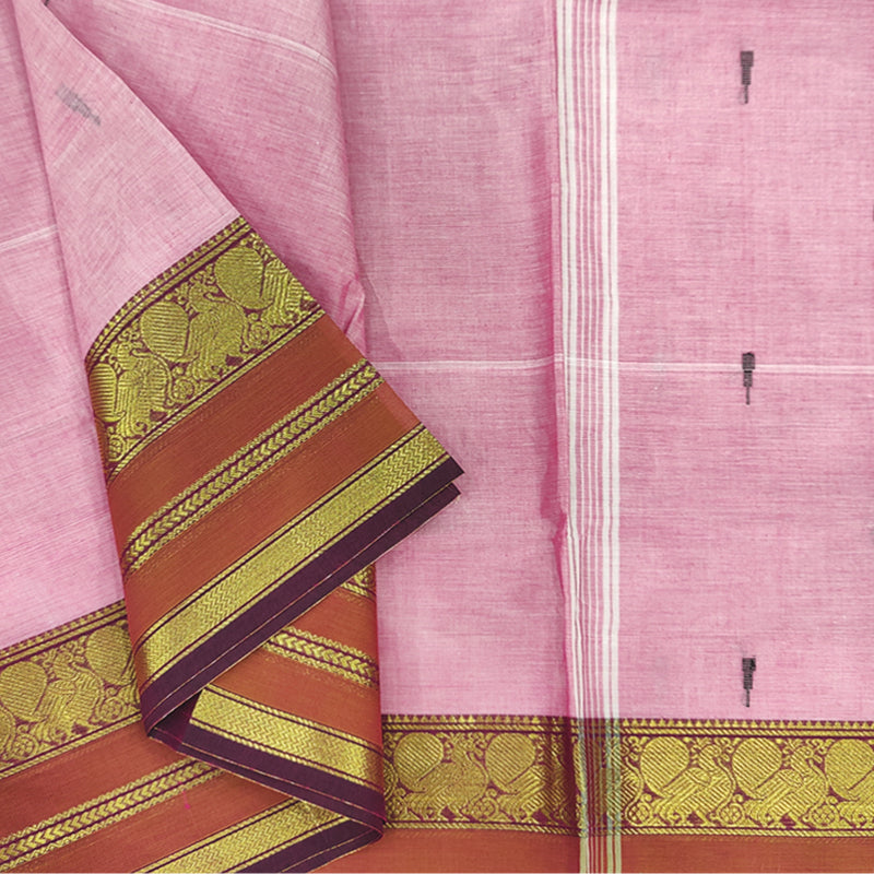 Hayagrivas Baby Pink Handloom Chettinad Cotton Saree SSKBF86F1-28