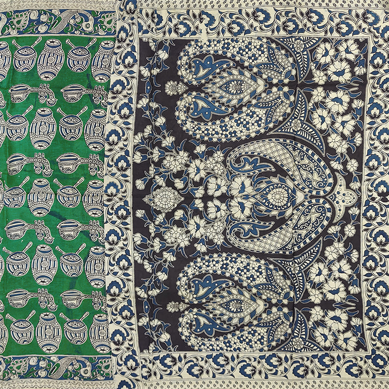 Hayagrivas Green Kalamkari Cotton Saree SSCBF73E2-10