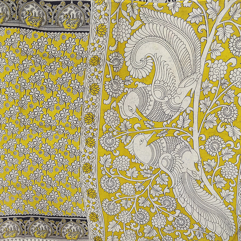 Hayagrivas Yellow Kalamkari Cotton Saree SSCBF73E1-30