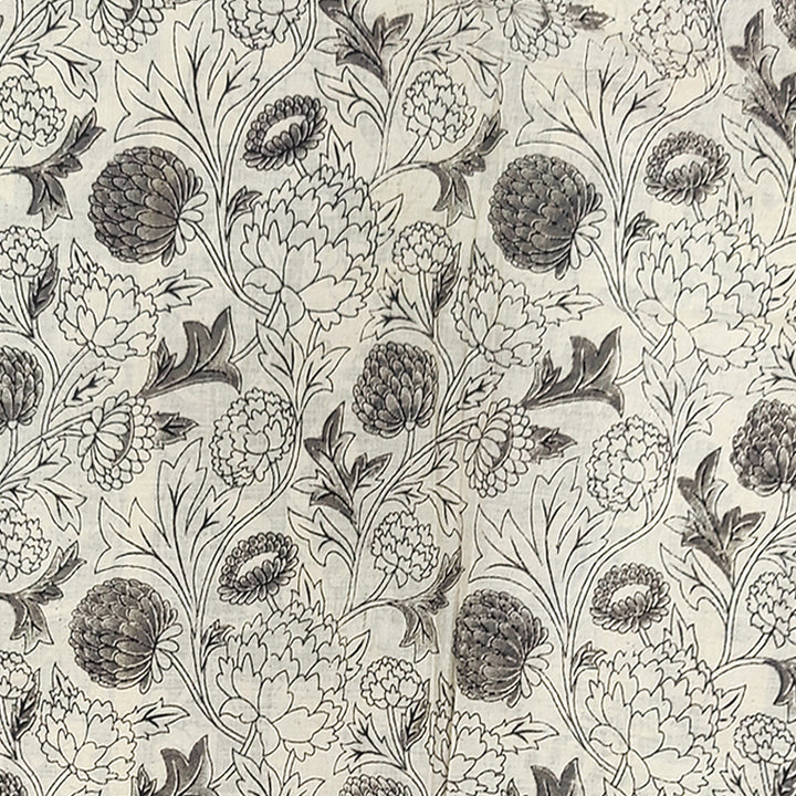 Hayagrivas Beige &amp; Black Kalamkari Cotton Saree SSCBF15D10-30