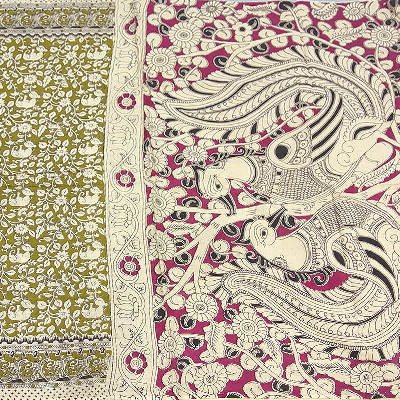 Hayagrivas Mustard Kalamkari Cotton Saree SSCBF73E1-4