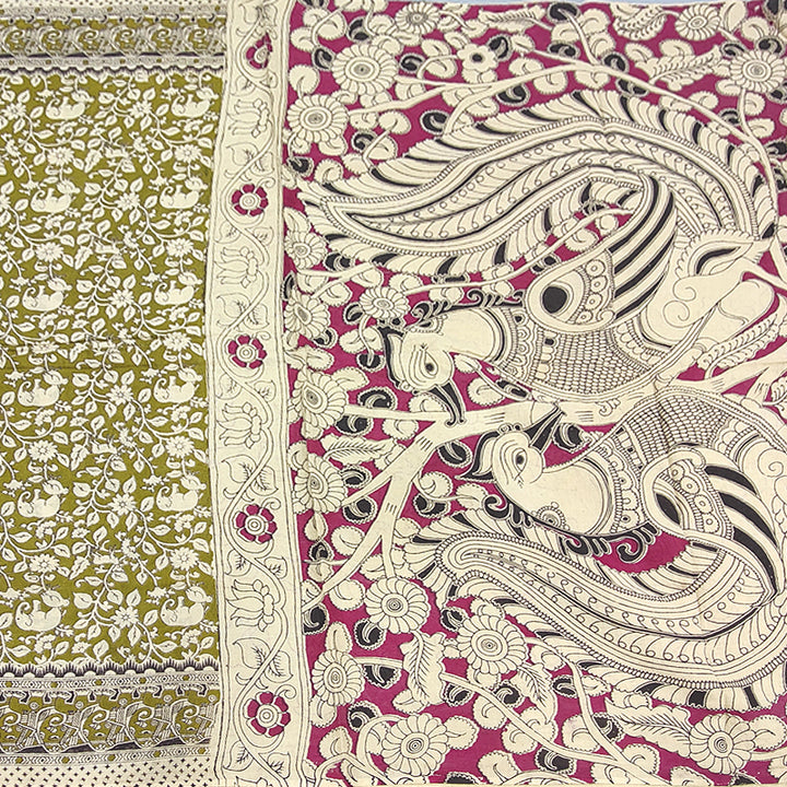 Hayagrivas Mustard Kalamkari Cotton Saree SSCBF73E1-4