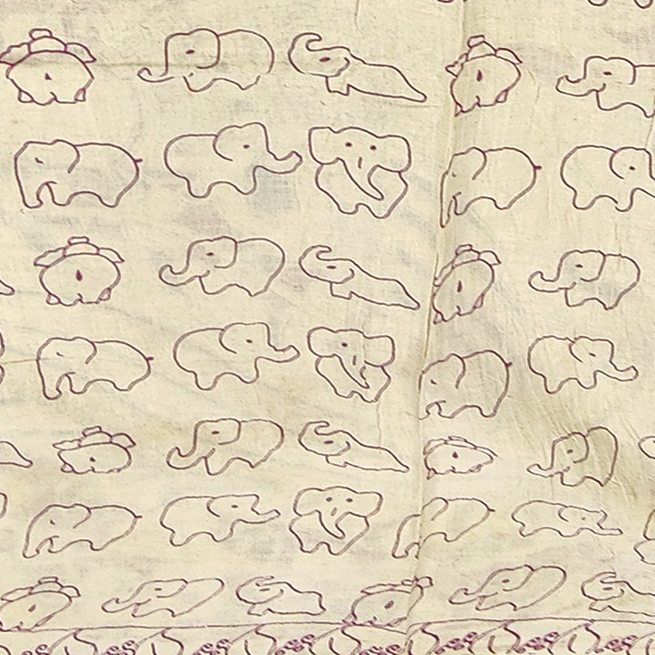 Hayagrivas Mustard Kalamkari Cotton Saree SSCBF73E1-4