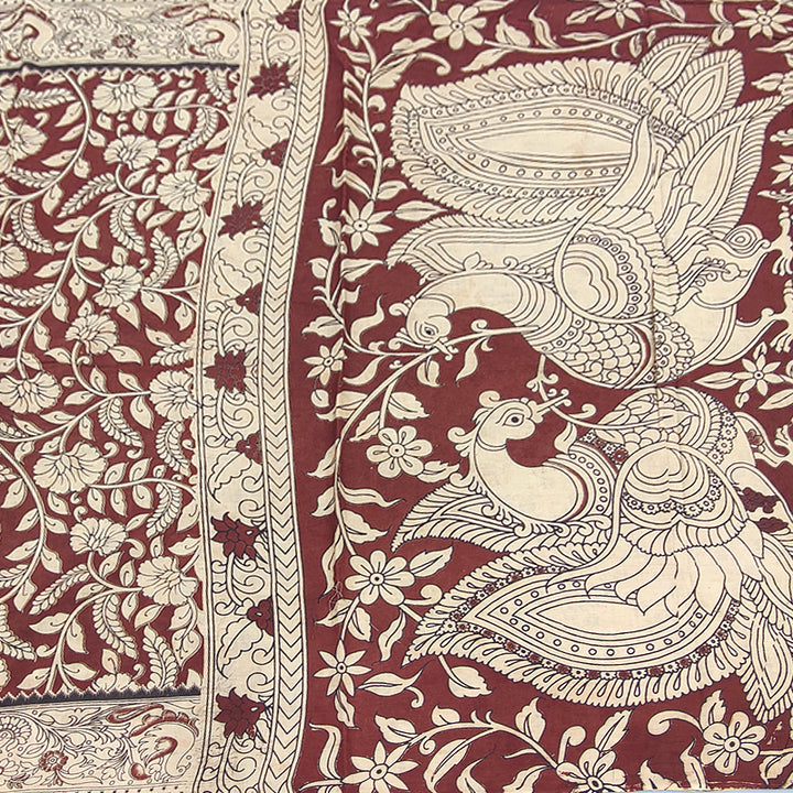 Hayagrivas Maroon Kalamkari Cotton Saree SSCBF73E1-28