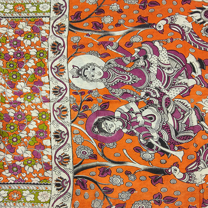 Hayagrivas Orange Kalamkari Cotton Saree SSCBF73E2-17