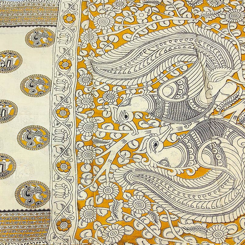 Hayagrivas Sandal Kalamkari Cotton Saree KSBE107B1-44
