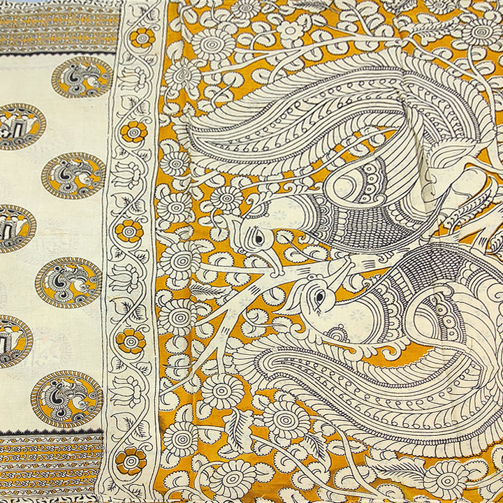 Hayagrivas Sandal Kalamkari Cotton Saree KSBE107B1-44