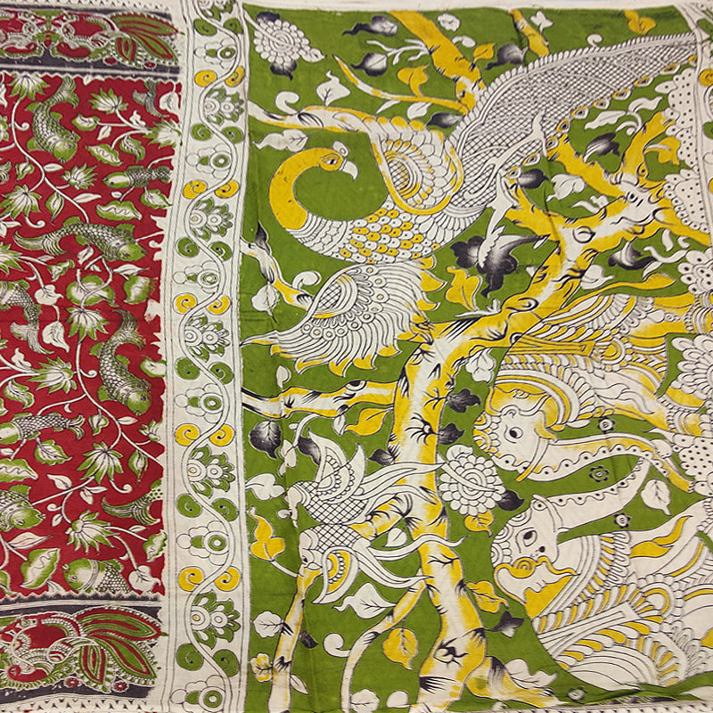 Hayagrivas Maroon Kalamkari Cotton Saree SSCBF73E1-1