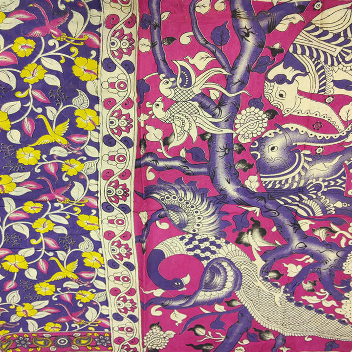 Hayagrivas Purple Kalamkari Cotton Saree SSCBF73E1-9