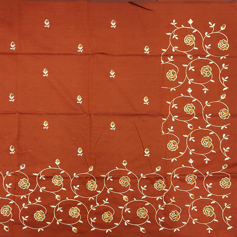 Hayagrivas Rust Orange Fancy Cotton Saree KBE2167A4-44