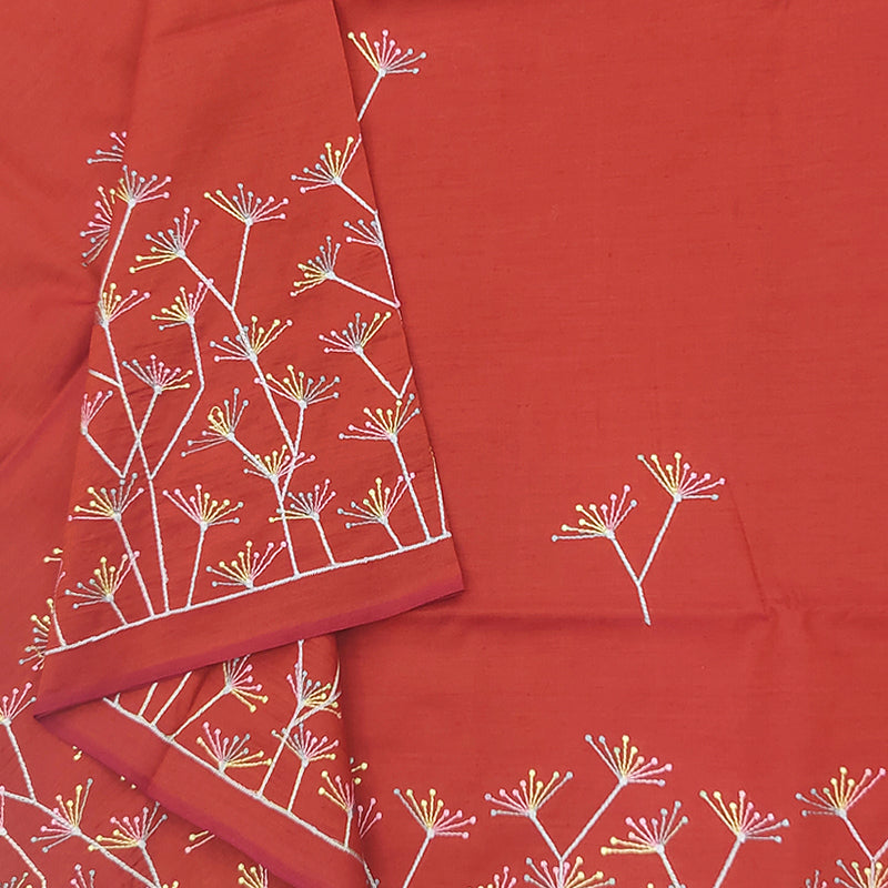 Hayagrivas Rust Orange Fancy Cotton Saree KBE2167A1-41