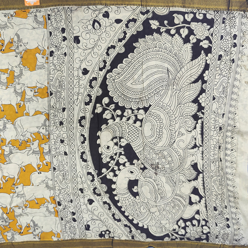 Hayagrivas Turmeric Yellow Pure Chanderi Cotton Saree KBE2212B20-4