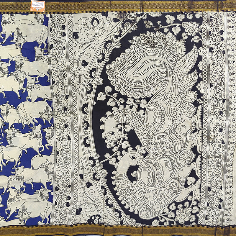 Hayagrivas Blue Pure Chanderi Cotton Saree KBE2212B20-3