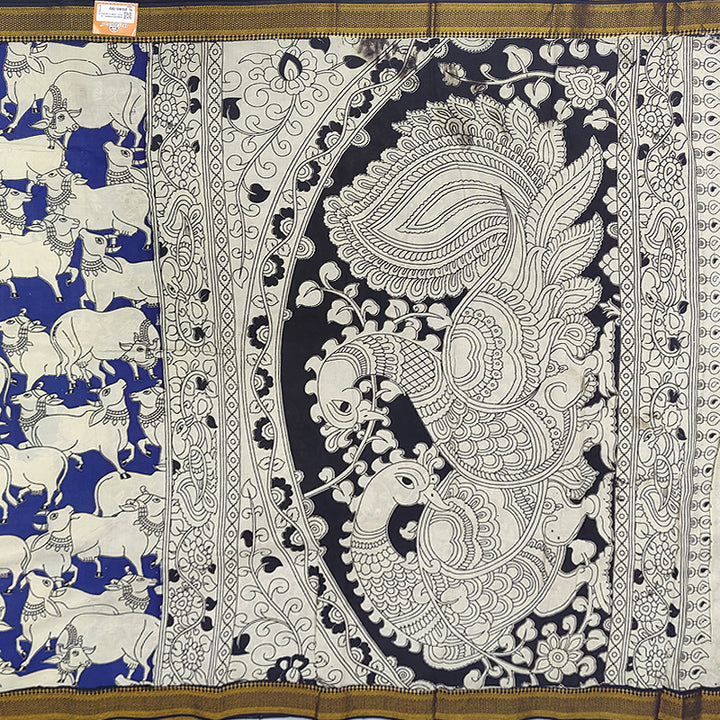 Hayagrivas Blue Pure Chanderi Cotton Saree KBE2212B20-3