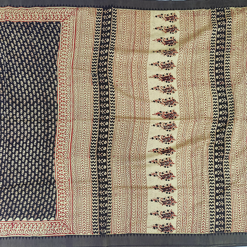 Hayagrivas Black Pure Chanderi Cotton Saree KSBE107B7-16