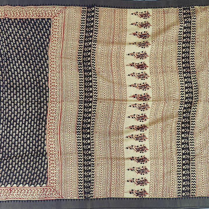 Hayagrivas Black Pure Chanderi Cotton Saree KSBE107B7-16