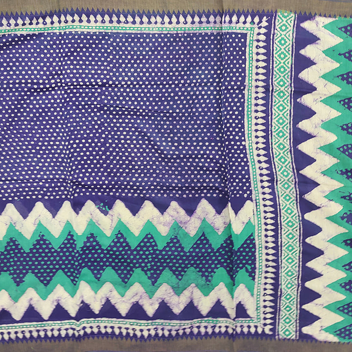 Hayagrivas Indigo Blue Pure Chanderi Cotton Saree KSBE107B7-10