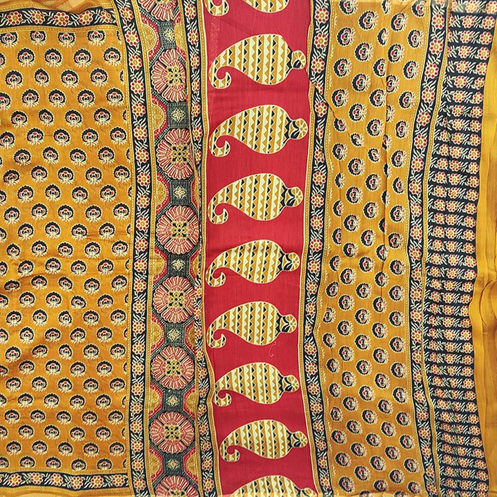 Hayagrivas Burnt Orange Pure Chanderi Cotton Saree HBE116E1-22