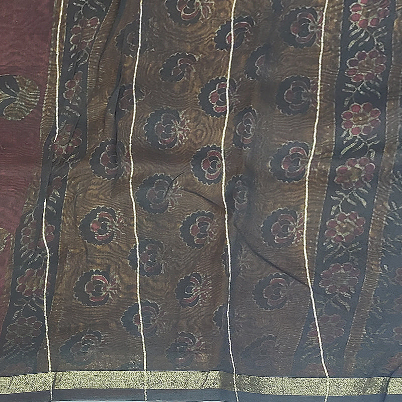 Hayagrivas Burnt Orange Pure Chanderi Cotton Saree HBE116E1-22