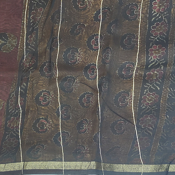 Hayagrivas Burnt Orange Pure Chanderi Cotton Saree HBE116E1-22