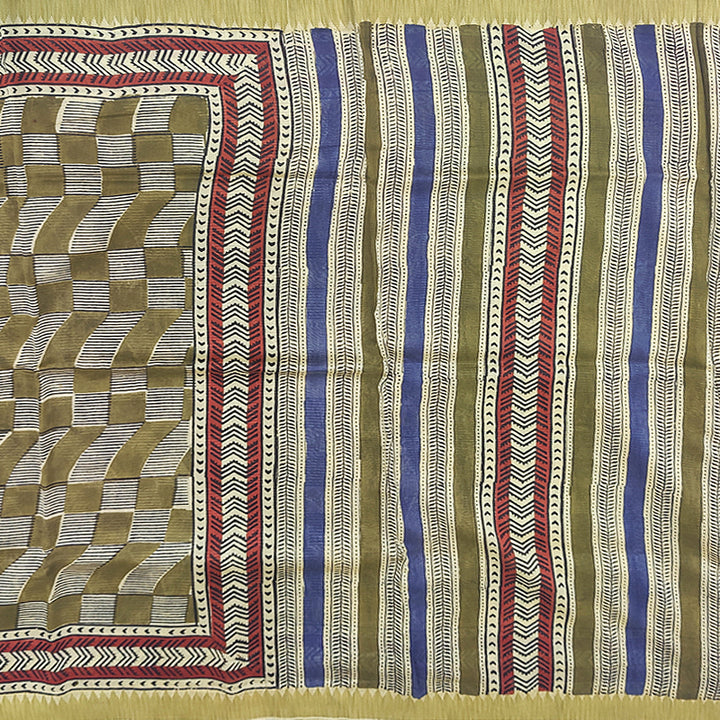 Hayagrivas Khaki Brown Pure Chanderi Cotton Saree KSBE107B7-26