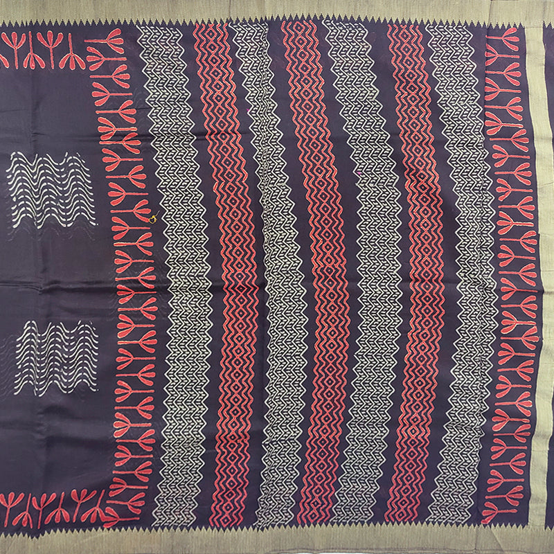 Hayagrivas Black Pure Chanderi Cotton Saree KSBE107B7-12