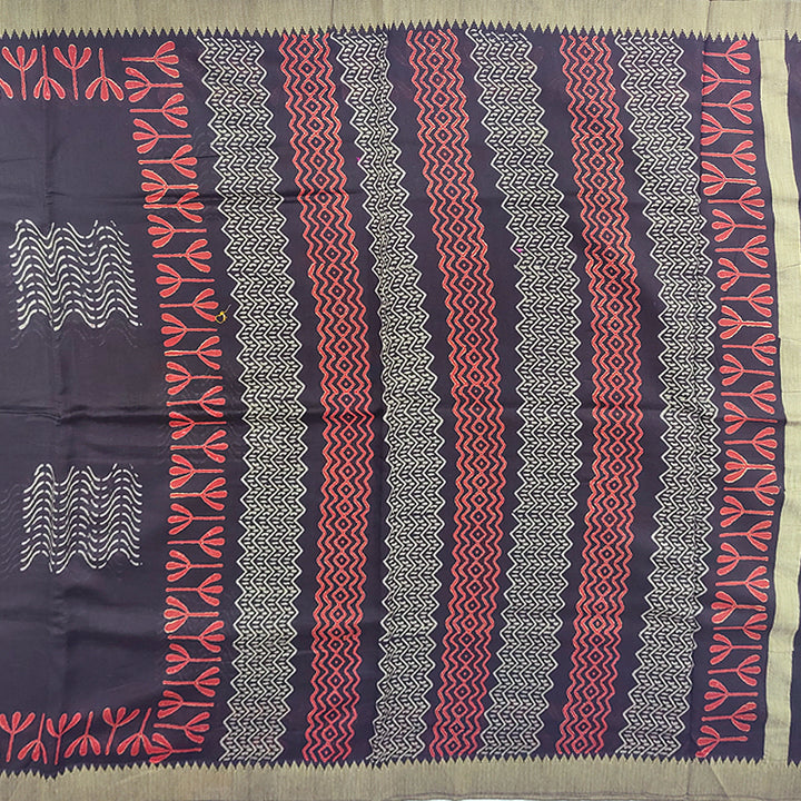 Hayagrivas Black Pure Chanderi Cotton Saree KSBE107B7-12