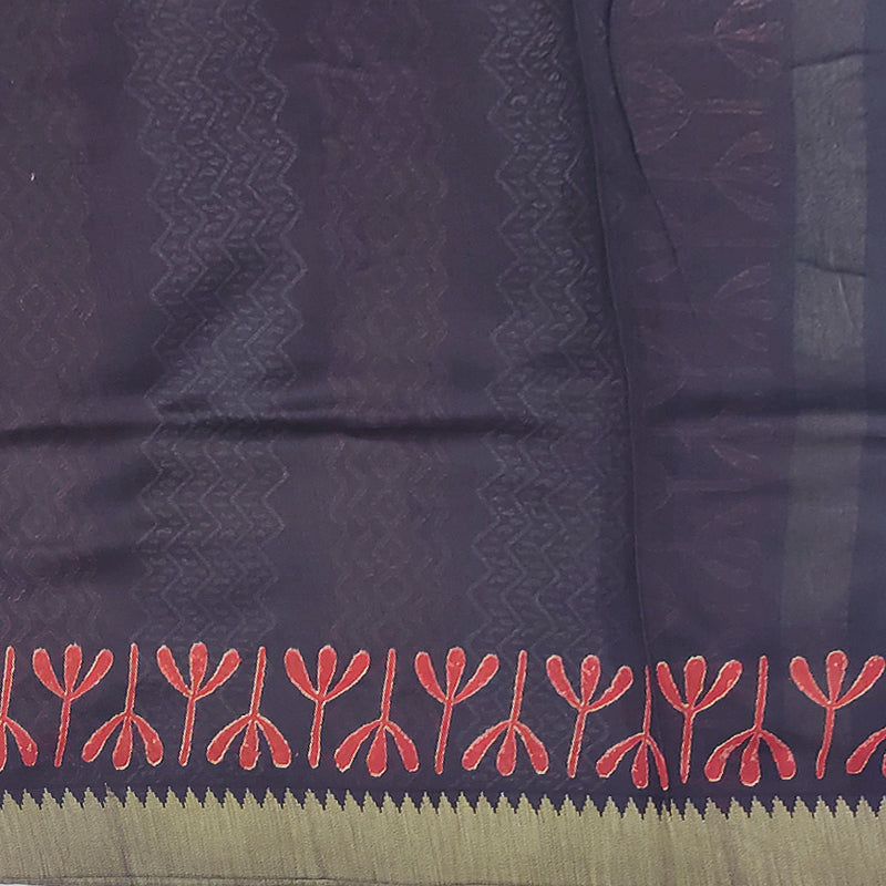 Hayagrivas Black Pure Chanderi Cotton Saree KSBE107B7-12